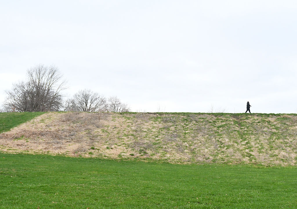 A person walks around Stephens Lake